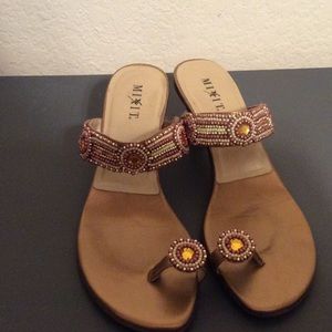 Copper colored beaded sandals size 7