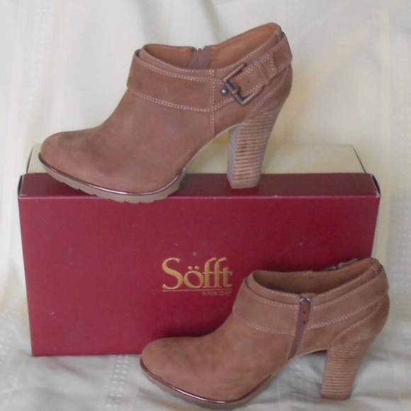 Sofft Willa Tan Suede Ankle Boots 7.5