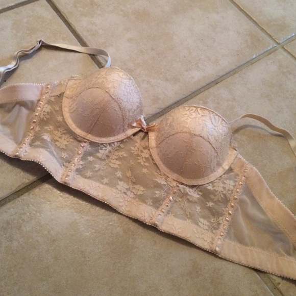 Cream lace corset bra