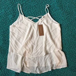 Cream Spaghetti Tank Top