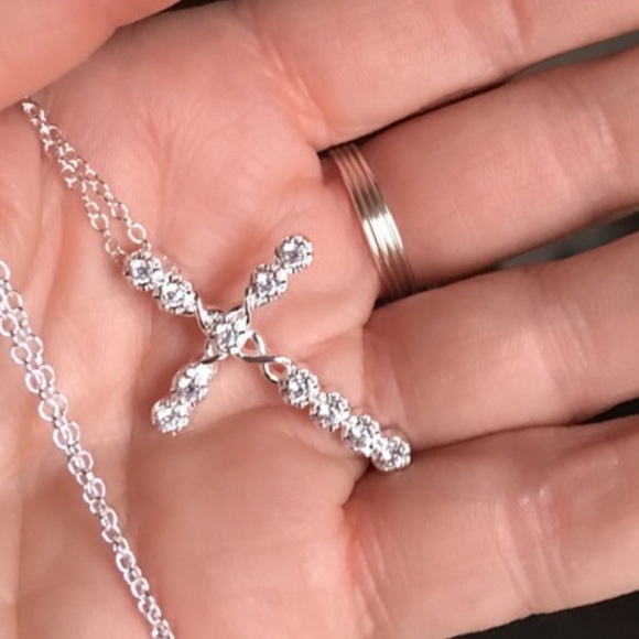 Jewelry - Crystal Cross Necklace, set in silver, NWT