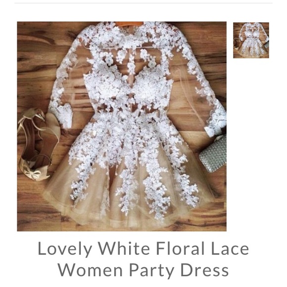 Dresses & Skirts - Floral white lace dress