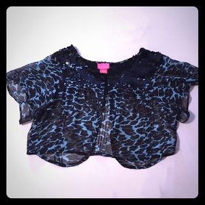 Betsey Johnson leopard print and sequin bolero