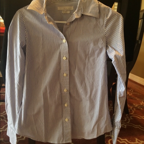 Old navy blue and white button down
