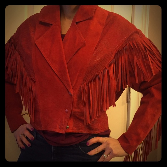 red fringe leather jacket