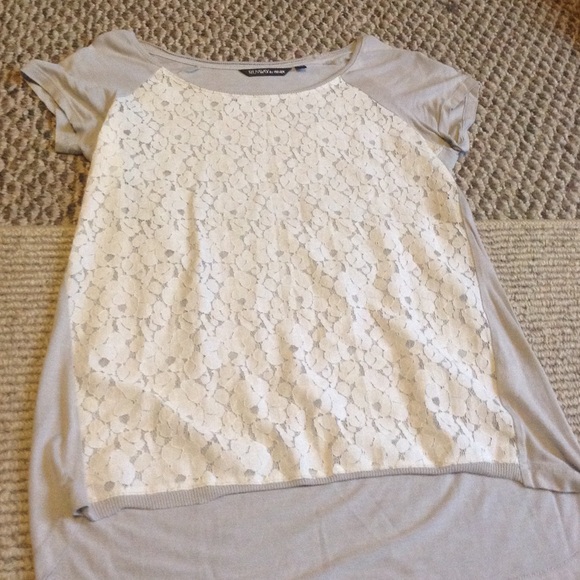Gray/White Lace Top