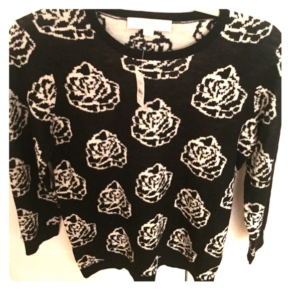 Black and White Floral LOFT sweater. NWT!
