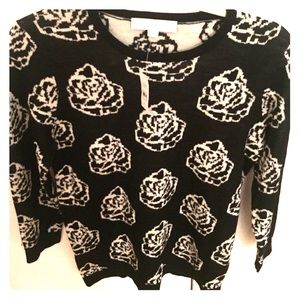 Black and White Floral LOFT sweater. NWT!