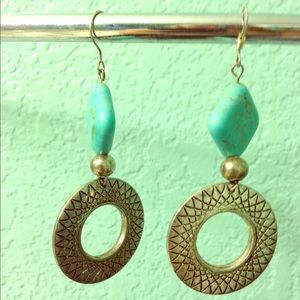 Metal and turquoise earrings