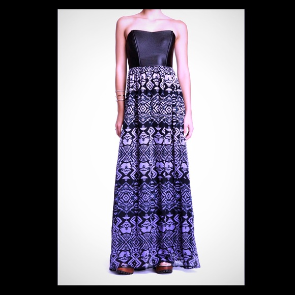 Gypsy faux leather corset ombre maxi dress
