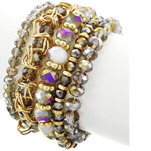 Black diamond and glass Crystal stackable Bracelet