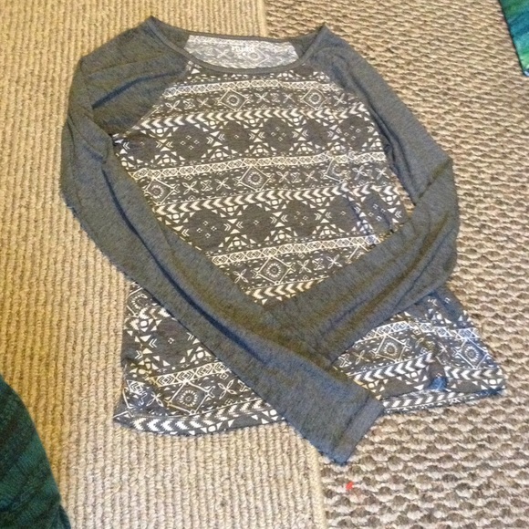 Gray/White Tribal Top