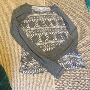Gray/White Tribal Top