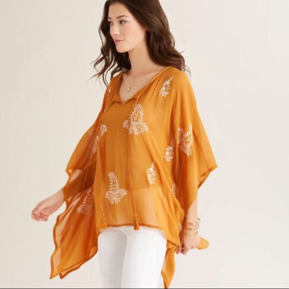 NWTMango Embroidered Maya Kaftan Top