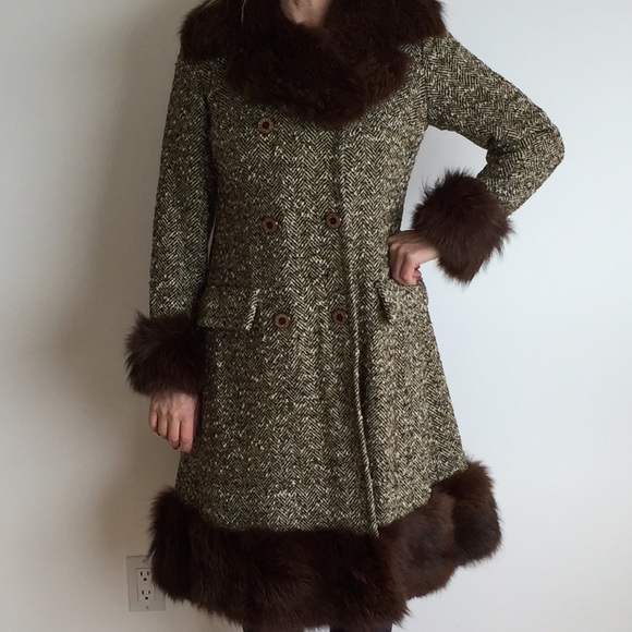 Vintage Wool Coat with Fur Trim - Picture 1 of 4