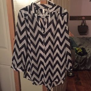Black chevron sheer blouse
