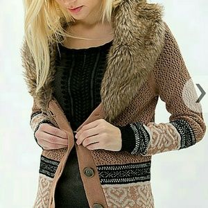 New with tags Gimmcks by BKE Buckle Fur Cardigan