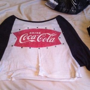 Long sleeve crop top, white gray and red