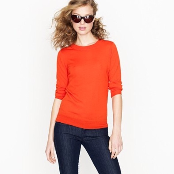 J. Crew orange linen and cotton sweater