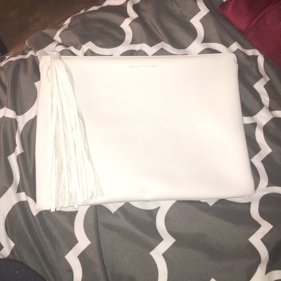 White Large Enveloped Sized Clutch- Zara