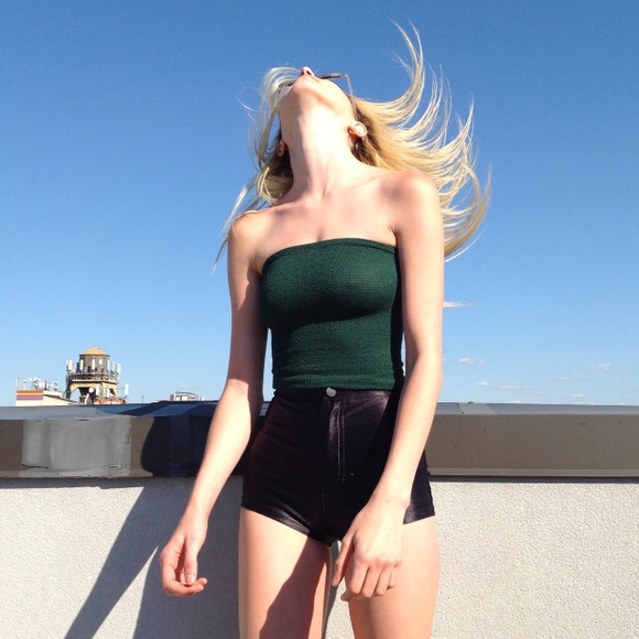 90s inspired Forrest green tube top
