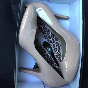 Fergalicious Nude Heels with Cheetah print inside