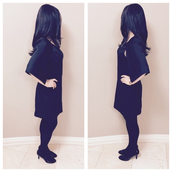 🎉 HP 11/6 🎉Black Mini Capelet Dress - Picture 2 of 4