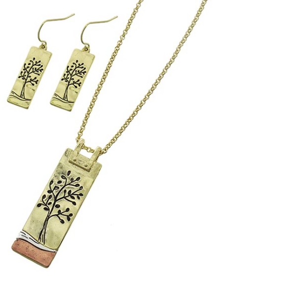 Tri Tone Tree of life necklace set