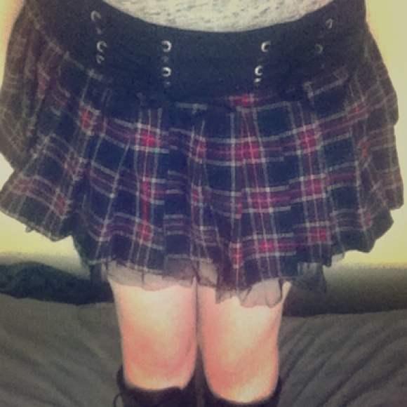 Royal Bones Pleated Plaid Skirt