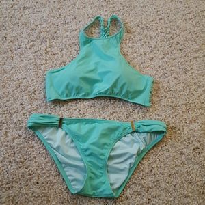 Seafoam green VS Bikini with crocheted razorback