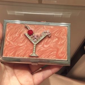 Martini glass business card holder