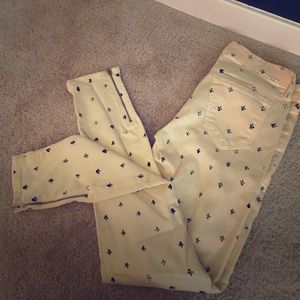 'Mother' Denim- Yellow w/ Fluer de Lis