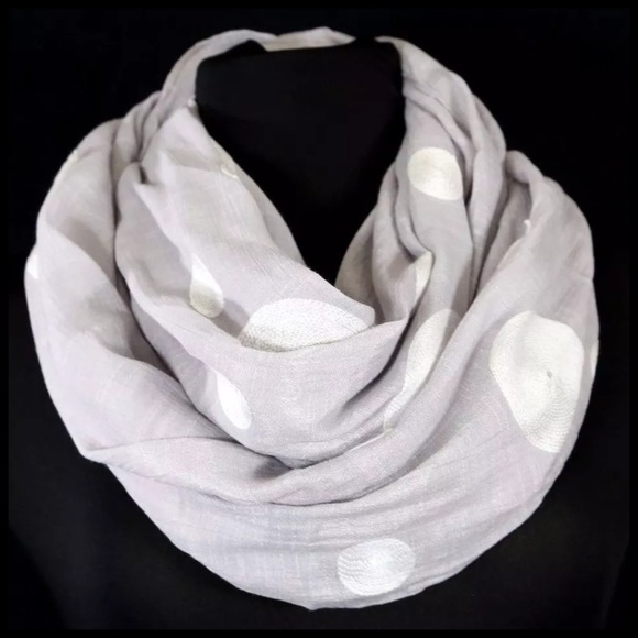 Boutique Accessories - Embroidery Polka Dot Infinity Scarf