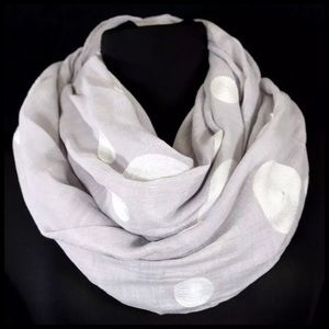 B14 Gray White Embroidery Circle Infinity Scarf B14 Gray White Embroidery Circle Infinity Scarf