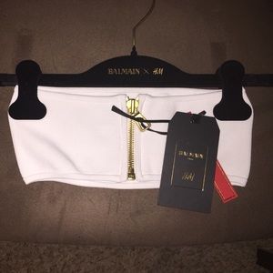 Bralet - white. H&M X Balmain. Never worn w/tags