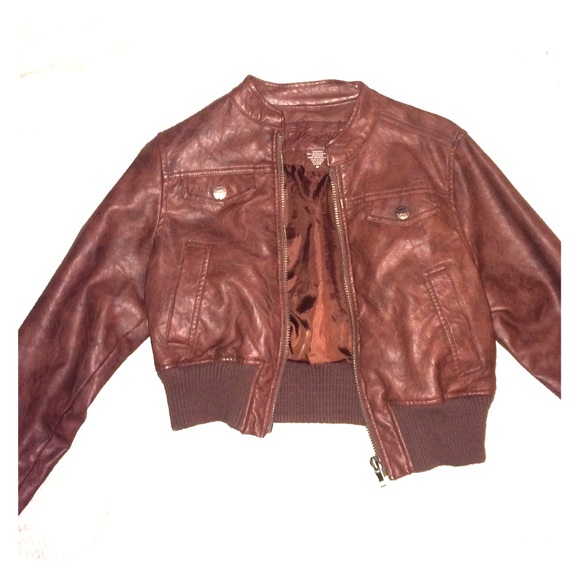 brown leather jacket