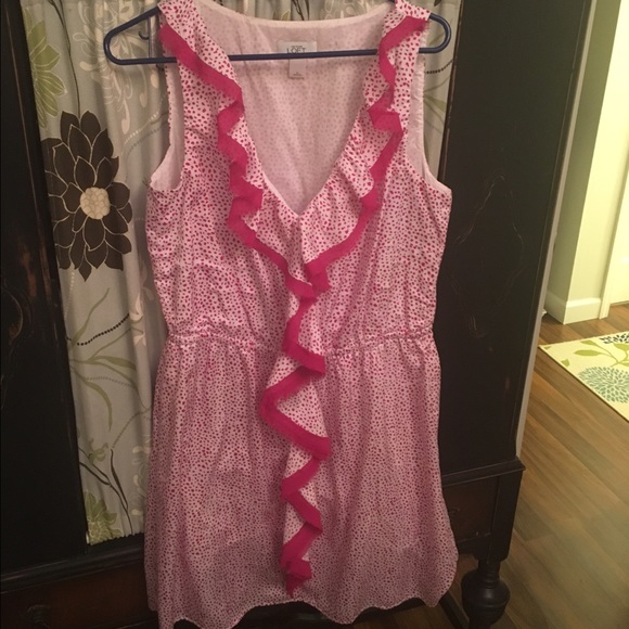 Love this fuchsia polka dot dress from the LOFT!