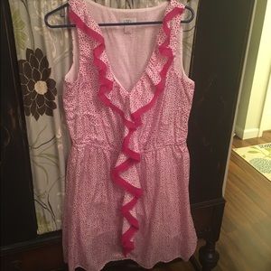 Love this fuchsia polka dot dress from the LOFT!