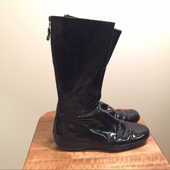 Authentic Prada Black Patent Leather Rain Boots - Picture 2 of 4