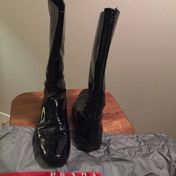 Authentic Prada Black Patent Leather Rain Boots - Picture 4 of 4