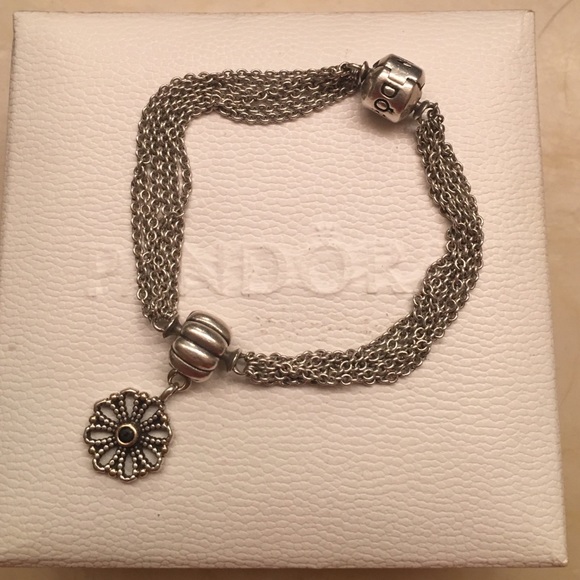 Pandora retired lace flower clip and bracelet