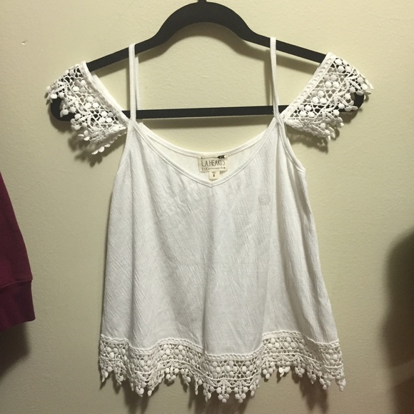 LA Hearts White Boho Crop Top NWT