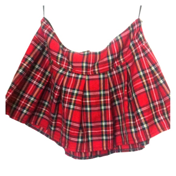 Royal Bones Red Schoolgirl Style Pleated Skirt