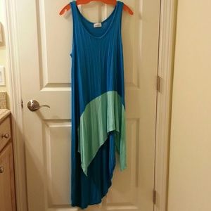 Asymmetrical high - low turquoise/sea foam dress