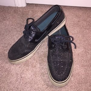 Sparkly Black Sperry's
