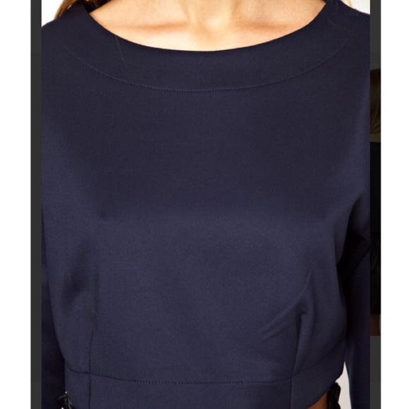 ASOS Premium Crop Top with Ovoid Sleeve - Navy - Picture 4 of 7