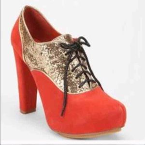 Orange \ glitter booties