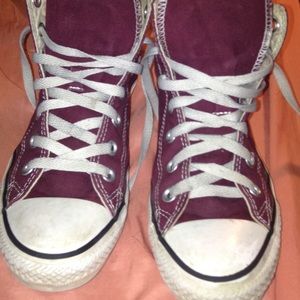 maroon high top converse