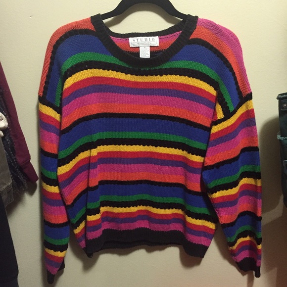 Vintage Oversized Acid Rainbow Sweater
