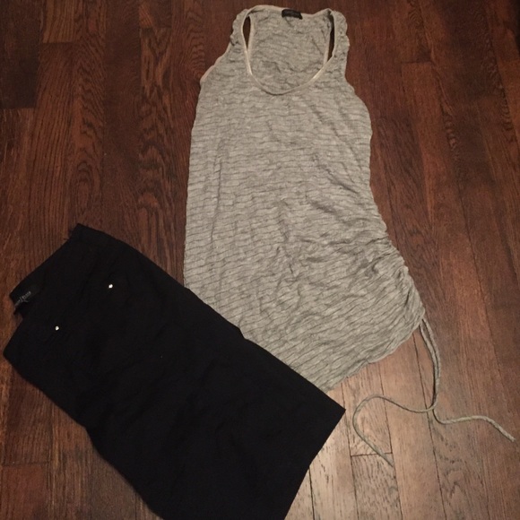 Small grey and silver racer back long tank top